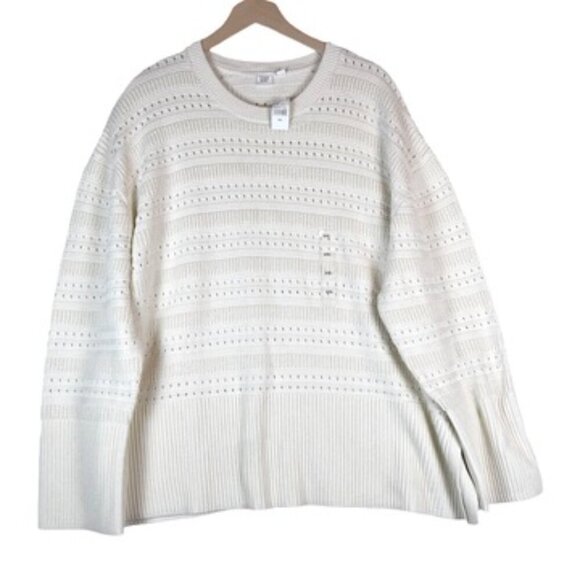 NWT GAP Cream Cotton Sweater Size XXL 100% Cotton Knit Pullover Medium Chunky - Picture 1 of 7